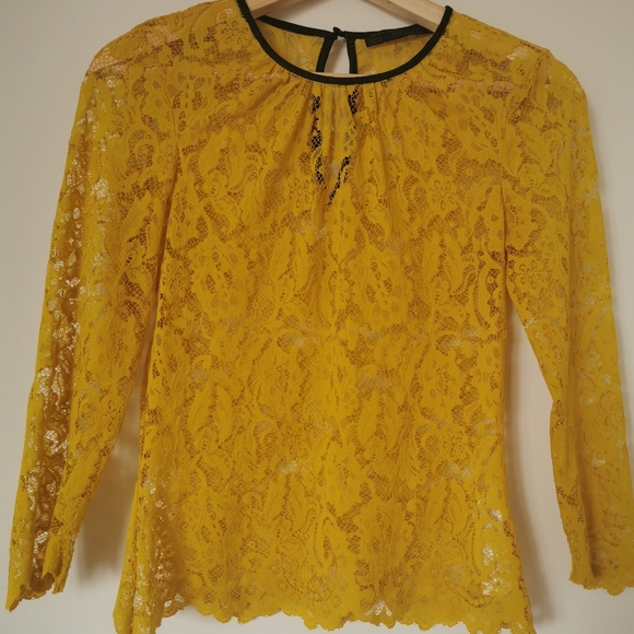 Zara Yellow Lace top Size XS - Picture 1 of 2